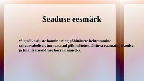 Raamatupidamise seadus #2
